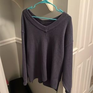 Blue V Neck Sweatshirt
